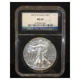 2012 W   NGC MS69  AMERICAN SILVER EAGLE