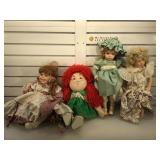 Lot of porcelain dolls and more