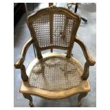 Cain Seat & Back Chair & 3 Lamps