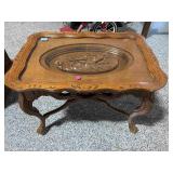 Vtg Neoclassical Style Glass Top Side Table with