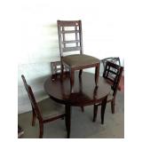 Wood round dining table w/4 chairs, approx