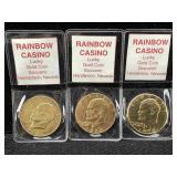 3 Gold-plated Ike / Eisenhower Dollars