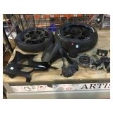 Motorcycle parts incl front and back tire,
