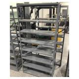 Metal grey rack w/8 shelves, approx 6ft tall