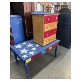 Usa Theme Coffee Table And Tall Nighstand, Approx