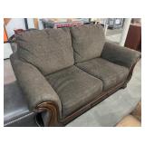 Grey Loveseat W/wood Accents, Approx 5ft Long