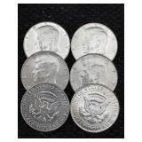 6-40% Silver Kennedy Half Dollars