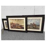 4pcs Framed Prints - some glass damaged - largest