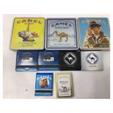 Vtg Camel cigarette tins & match books