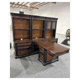 Executive Partners Desk with Lighted Hutches and