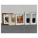 5pcs Framed Prints From Hotel - largest approx.