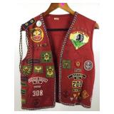 Vtg 1950/60ï¿½s Wool Boy Scouts Red Felt Vest w/