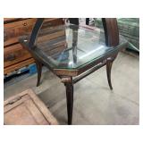 Metal Glass Top Accent Table, Approx 24x28in