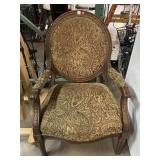 Wood armchair w/pattern, approx 40in tall
