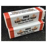 2012 Last Year Of Issue Rolls Of Canadian Pennies