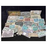 Bag Of Foreign Coins & Currency