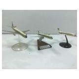 3 Jet airplane models on stands, Douglas DC-9,