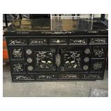3.5ft Wide Asian Inlaid Chest Table with Doors