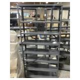 Metal grey rack w/8 shelves, approx 6ft tall