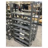 Metal grey rack w/8 shelves, approx 6ft tall