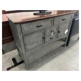 Grey Wood Buffet W/4 Drawers And Doors