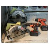 2 Ryobi Saws and 2 B & D Drills.