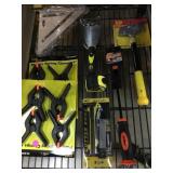 New tools incl. clamps, box cutter, pry bar and