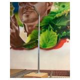 Metal rod stand w/wood base, approx 10x10x41in