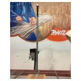 Metal rod stand w/wood base, approx 10x10x41in