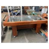 Large Rolling Display Table With Glass Top