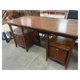 Wood Desk W/2 Drawers Soild Wood, Approx 6ft Long