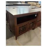 Wood Side Table W/doors, Approx 2 Ft Tall