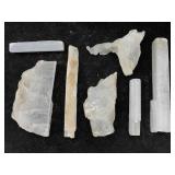 Selenite shard stone specimens.