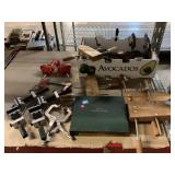 Collection of Metal, Wood Clamps Vices, approx