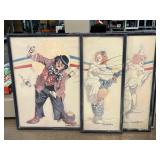 3 Signed Oberstein Clown Prints and More. Largest