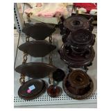 Wood Display Shelf, And Plant Stands.