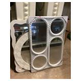 6 Mirrors in white frames, assorted sizes and