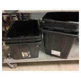 Heavy duty storage tote bins. No Lids. Assorted