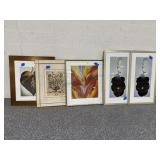 5pcs Framed Prints From Hotel - largest approx.
