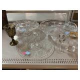 Assorted glassware. Cake and sandwich stands.