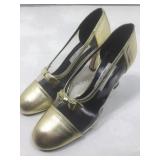 Sacha London Metallic Gold & Clear Panel Pumps.