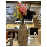2 Ft Decorative Vase with Orchids and Feathers.