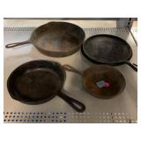 Cast iron pans. No names marked.