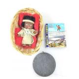 Mini postcards, vintage small doll and more.