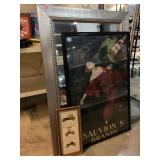 Framed mirror w/framed print of Sauvionï¿½s Brandy
