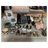 Skull decor, landline phone, Piggy Bank, And More.
