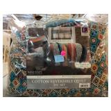 3pc reversible quilt set, Boho stripe design