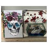 Stained Glass Swan, Metal Flower Art, Skull