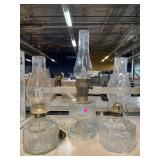 Hurricane lamps, oil & electric