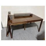 Vtg Wood Dining Table with 3 Leaves - Good